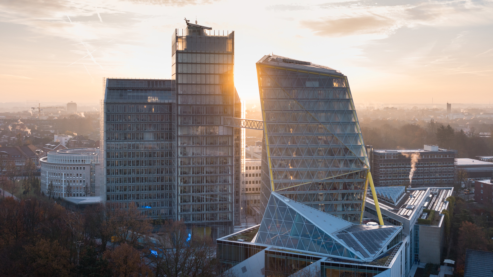 buildings in the sunrise