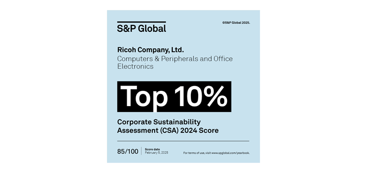 Ricoh selected as a member of the Sustainability Yearbook 2025 by S&P Global