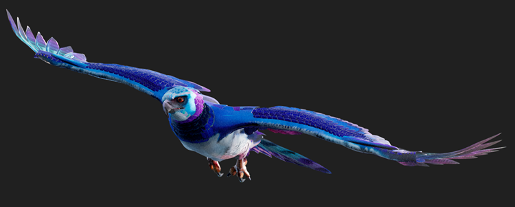 Blue bird flying through the air