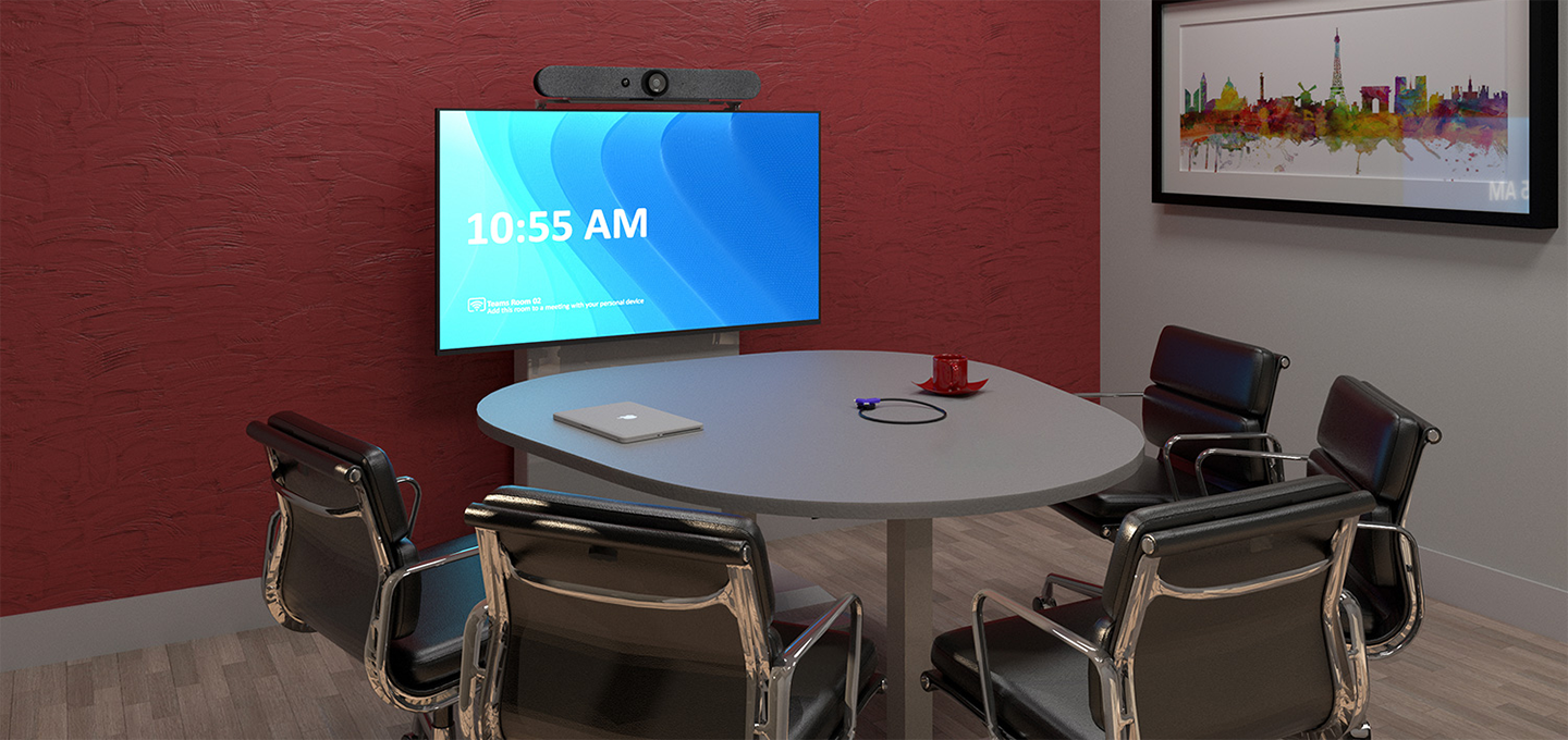 A room with a table and chairs