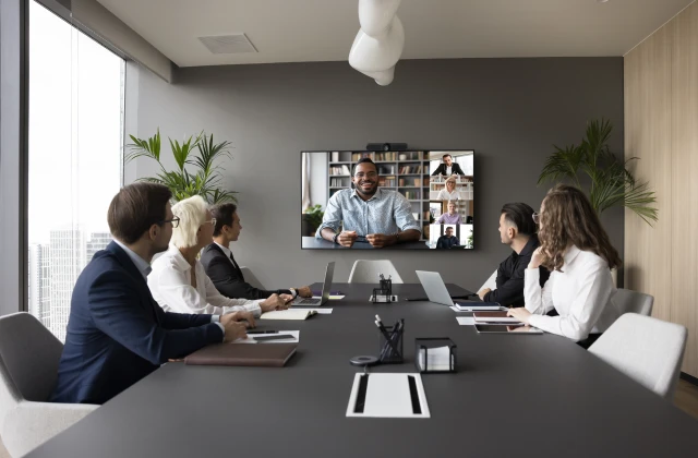 A group of people having a video conference