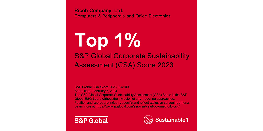 Ricoh selected as a member of the Sustainability Yearbook 2024 by S&P Global