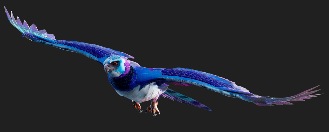 Oiseau bleu volant dans les airs.