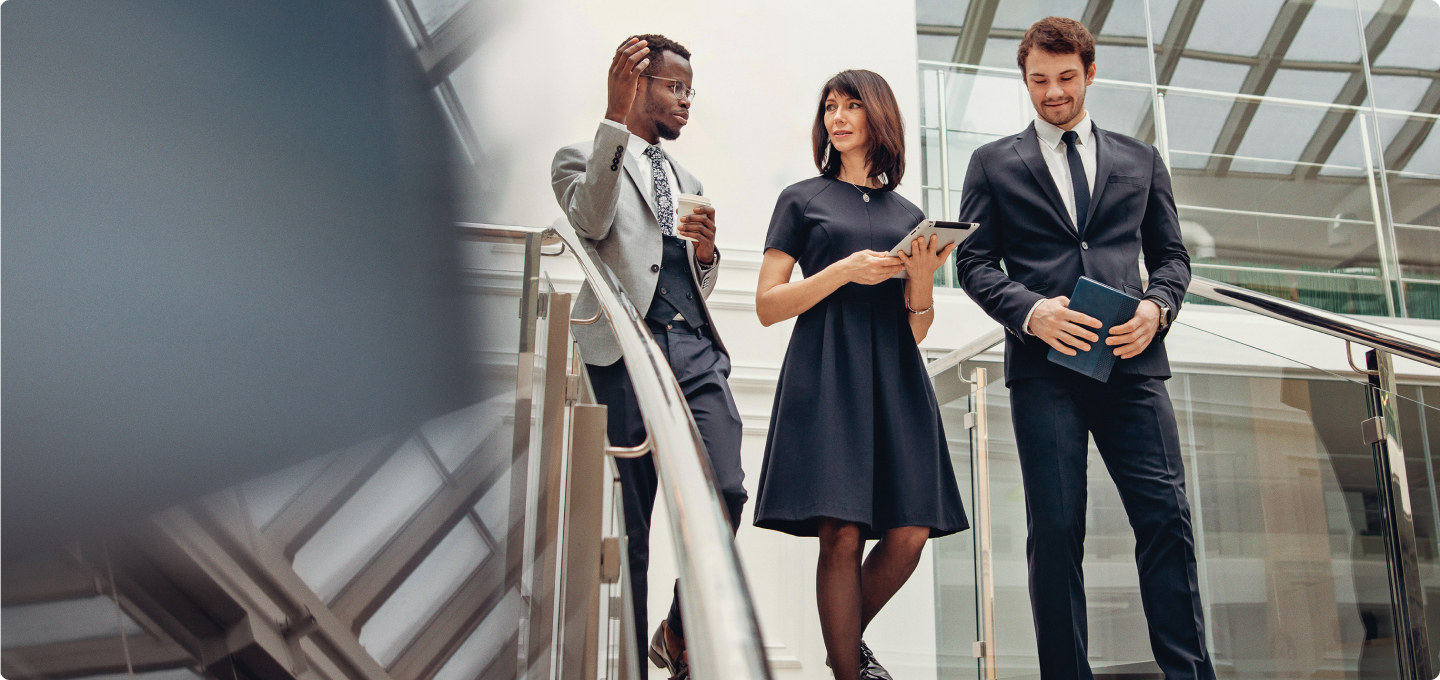 Enterprise business - people standing on stairs